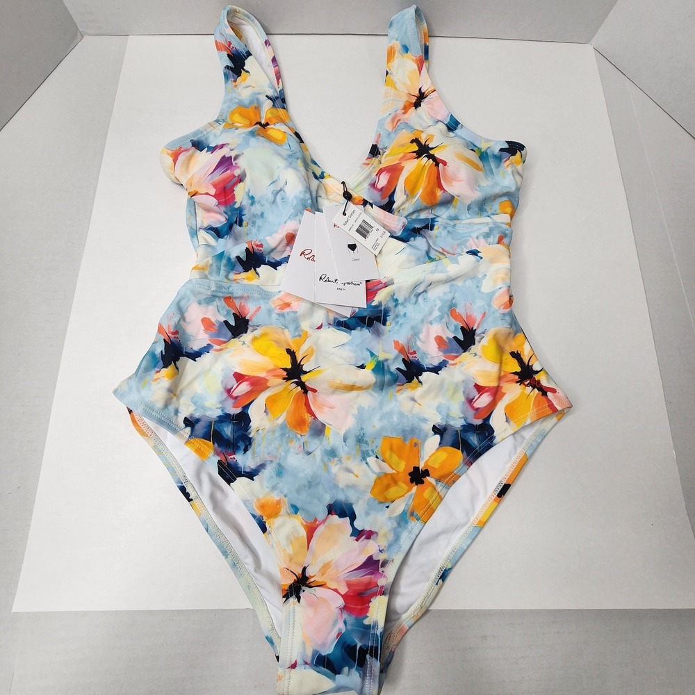 Robert Graham Swimsuit One Piece Classic White Lotus Size 10 MSRP $178 NWT